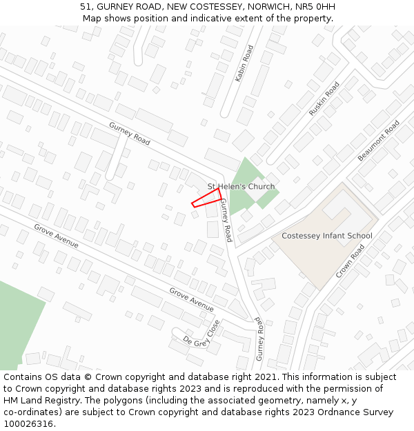 51, GURNEY ROAD, NEW COSTESSEY, NORWICH, NR5 0HH: Location map and indicative extent of plot