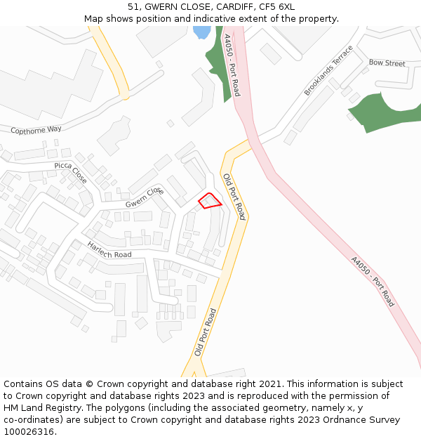51, GWERN CLOSE, CARDIFF, CF5 6XL: Location map and indicative extent of plot