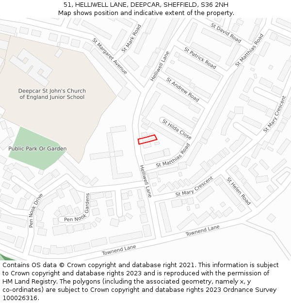 51, HELLIWELL LANE, DEEPCAR, SHEFFIELD, S36 2NH: Location map and indicative extent of plot