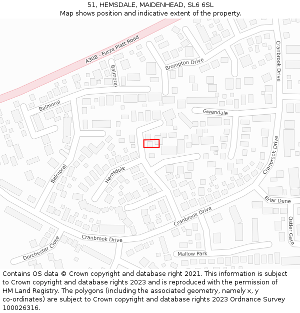 51, HEMSDALE, MAIDENHEAD, SL6 6SL: Location map and indicative extent of plot
