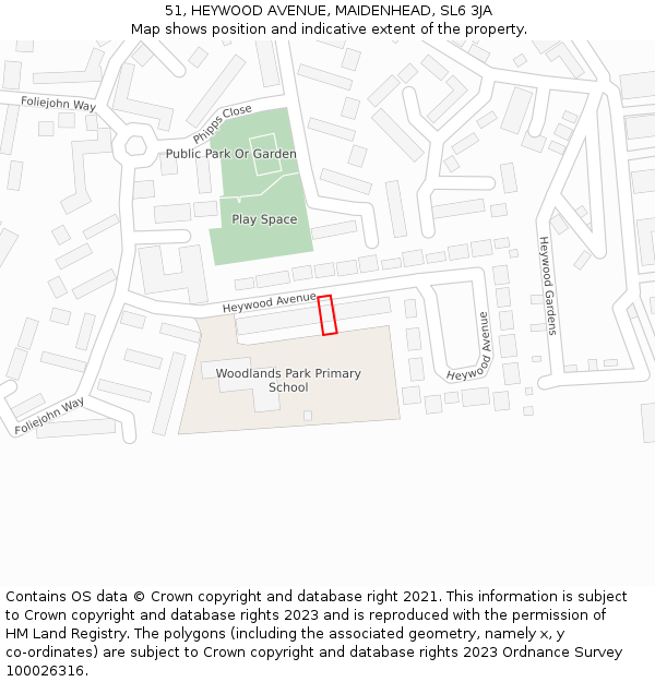 51, HEYWOOD AVENUE, MAIDENHEAD, SL6 3JA: Location map and indicative extent of plot