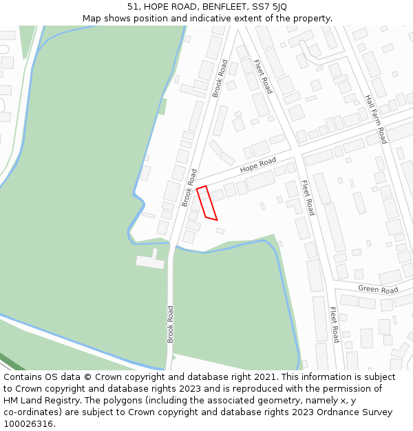 51, HOPE ROAD, BENFLEET, SS7 5JQ: Location map and indicative extent of plot