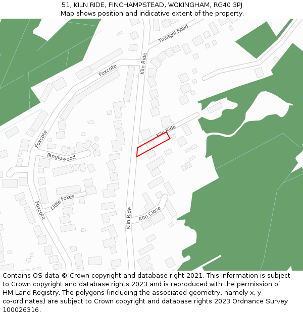51, KILN RIDE, FINCHAMPSTEAD, WOKINGHAM, RG40 3PJ: Location map and indicative extent of plot