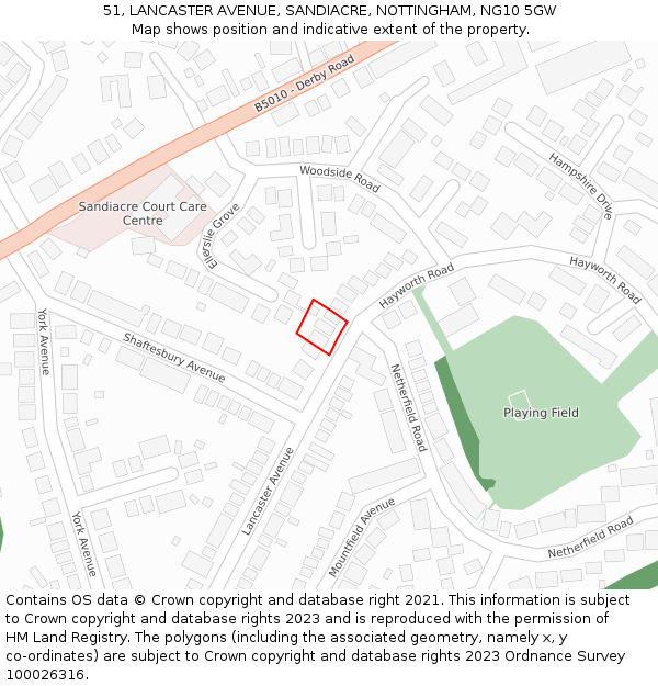 51, LANCASTER AVENUE, SANDIACRE, NOTTINGHAM, NG10 5GW: Location map and indicative extent of plot