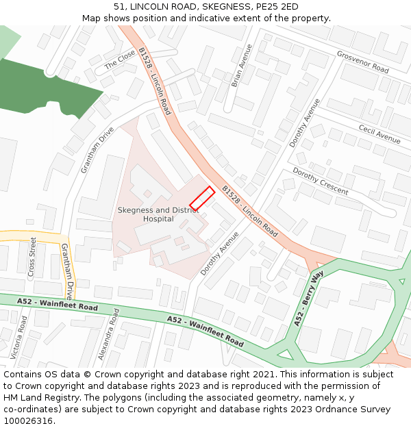 51, LINCOLN ROAD, SKEGNESS, PE25 2ED: Location map and indicative extent of plot