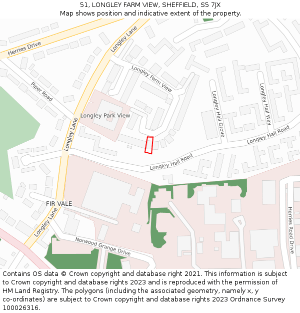 51, LONGLEY FARM VIEW, SHEFFIELD, S5 7JX: Location map and indicative extent of plot