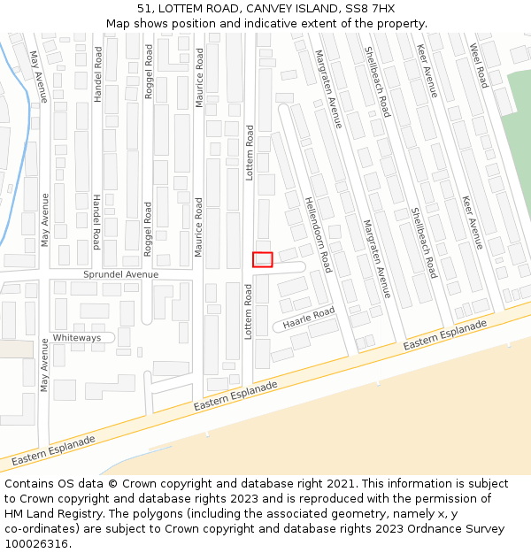 51, LOTTEM ROAD, CANVEY ISLAND, SS8 7HX: Location map and indicative extent of plot