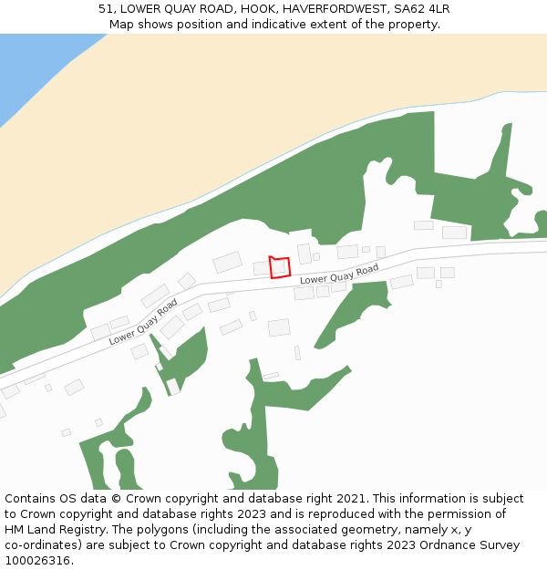 51, LOWER QUAY ROAD, HOOK, HAVERFORDWEST, SA62 4LR: Location map and indicative extent of plot