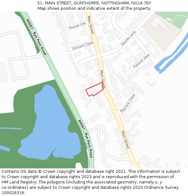 51, MAIN STREET, GUNTHORPE, NOTTINGHAM, NG14 7EY: Location map and indicative extent of plot