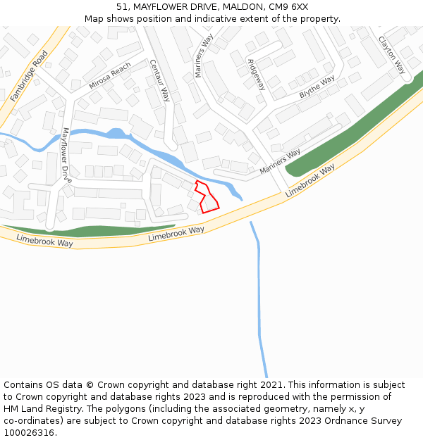 51, MAYFLOWER DRIVE, MALDON, CM9 6XX: Location map and indicative extent of plot