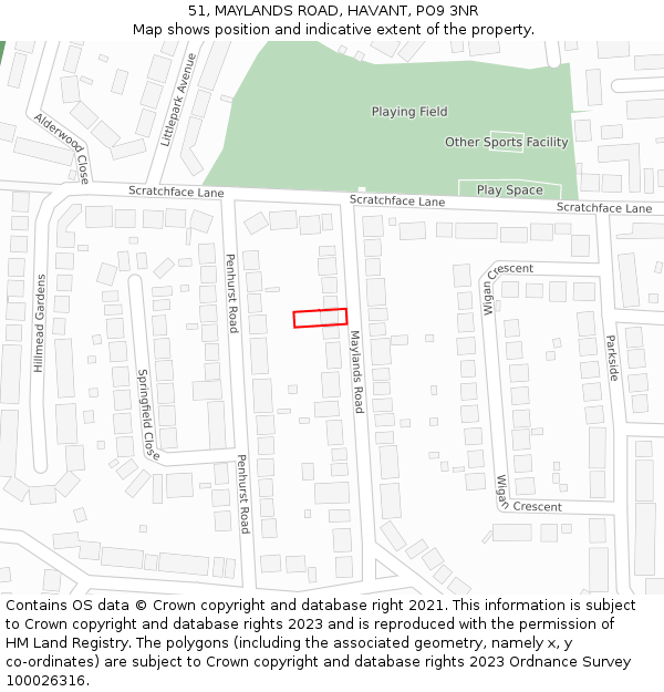 51, MAYLANDS ROAD, HAVANT, PO9 3NR: Location map and indicative extent of plot