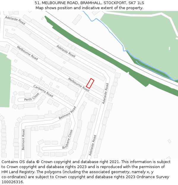 51, MELBOURNE ROAD, BRAMHALL, STOCKPORT, SK7 1LS: Location map and indicative extent of plot