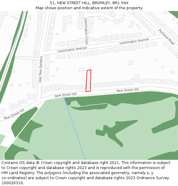 51, NEW STREET HILL, BROMLEY, BR1 5AX: Location map and indicative extent of plot