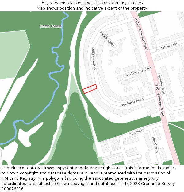 51, NEWLANDS ROAD, WOODFORD GREEN, IG8 0RS: Location map and indicative extent of plot
