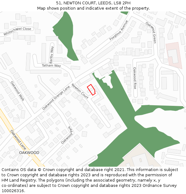 51, NEWTON COURT, LEEDS, LS8 2PH: Location map and indicative extent of plot