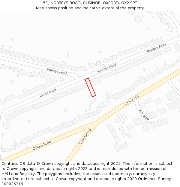 51, NORREYS ROAD, CUMNOR, OXFORD, OX2 9PT: Location map and indicative extent of plot