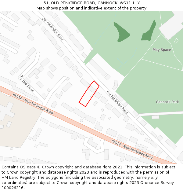 51, OLD PENKRIDGE ROAD, CANNOCK, WS11 1HY: Location map and indicative extent of plot