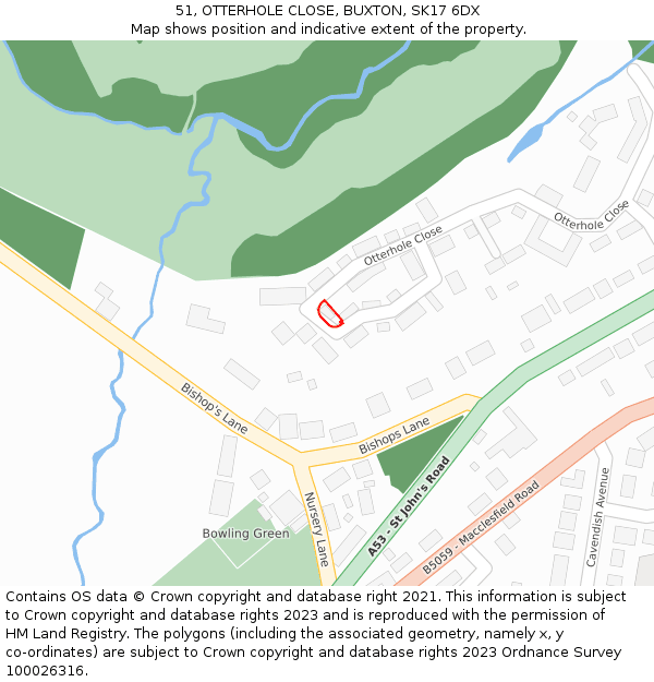51, OTTERHOLE CLOSE, BUXTON, SK17 6DX: Location map and indicative extent of plot