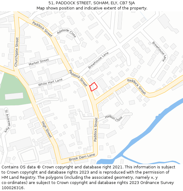 51, PADDOCK STREET, SOHAM, ELY, CB7 5JA: Location map and indicative extent of plot