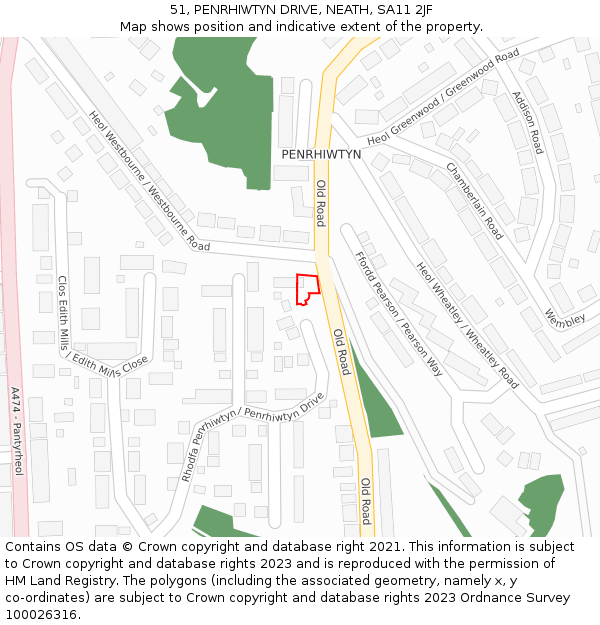 51, PENRHIWTYN DRIVE, NEATH, SA11 2JF: Location map and indicative extent of plot