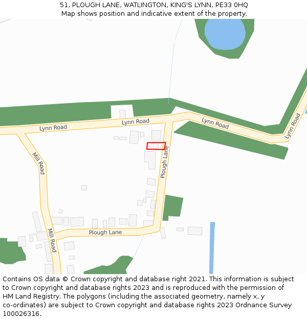 51, PLOUGH LANE, WATLINGTON, KING'S LYNN, PE33 0HQ: Location map and indicative extent of plot
