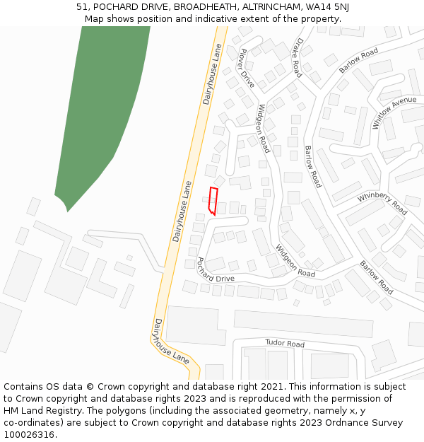 51, POCHARD DRIVE, BROADHEATH, ALTRINCHAM, WA14 5NJ: Location map and indicative extent of plot
