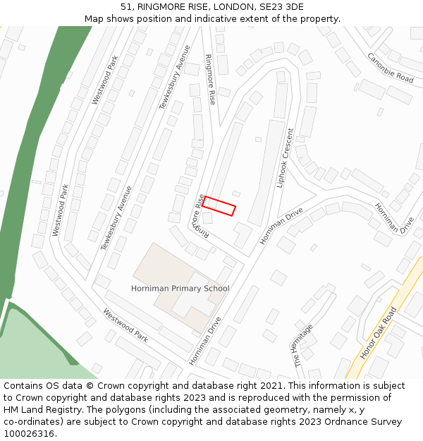 51, RINGMORE RISE, LONDON, SE23 3DE: Location map and indicative extent of plot