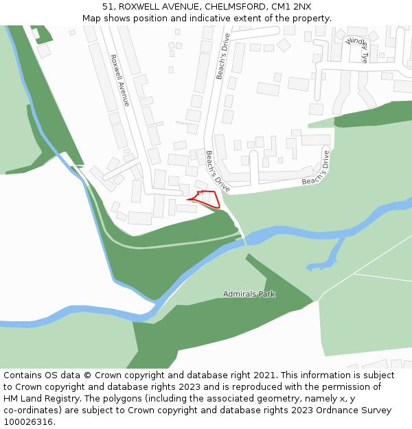 51, ROXWELL AVENUE, CHELMSFORD, CM1 2NX: Location map and indicative extent of plot