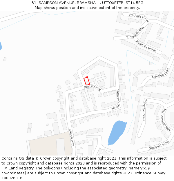 51, SAMPSON AVENUE, BRAMSHALL, UTTOXETER, ST14 5FG: Location map and indicative extent of plot