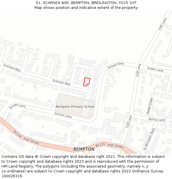 51, SCARSEA WAY, BEMPTON, BRIDLINGTON, YO15 1HT: Location map and indicative extent of plot