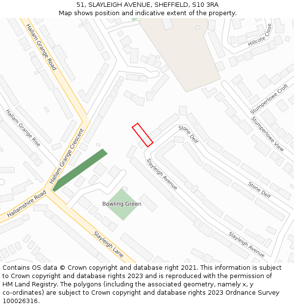51, SLAYLEIGH AVENUE, SHEFFIELD, S10 3RA: Location map and indicative extent of plot