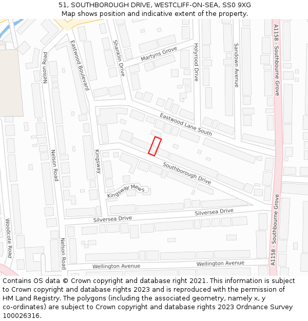 51, SOUTHBOROUGH DRIVE, WESTCLIFF-ON-SEA, SS0 9XG: Location map and indicative extent of plot