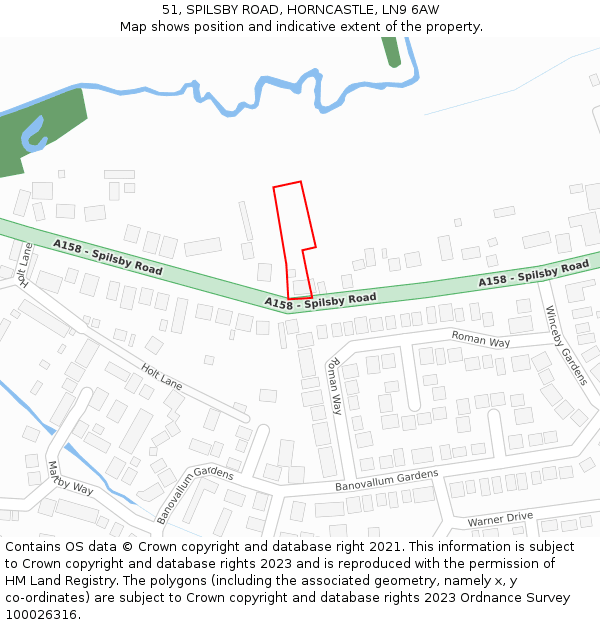 51, SPILSBY ROAD, HORNCASTLE, LN9 6AW: Location map and indicative extent of plot