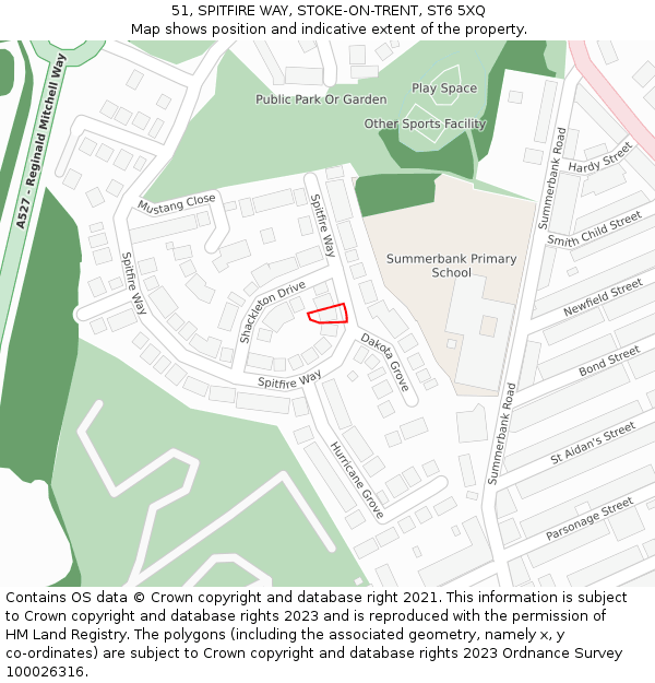 51, SPITFIRE WAY, STOKE-ON-TRENT, ST6 5XQ: Location map and indicative extent of plot