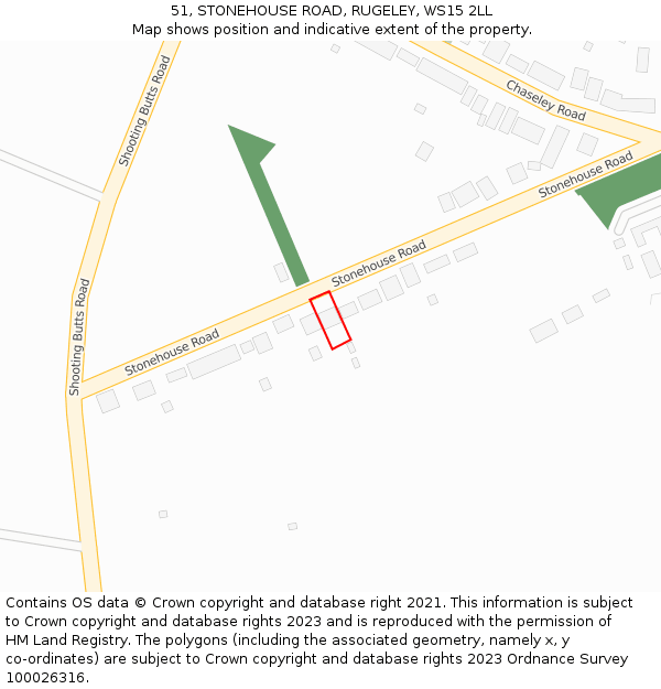 51, STONEHOUSE ROAD, RUGELEY, WS15 2LL: Location map and indicative extent of plot