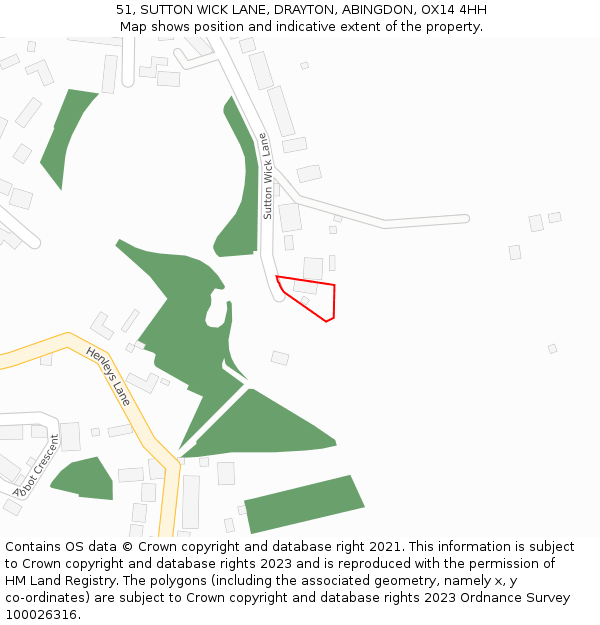 51, SUTTON WICK LANE, DRAYTON, ABINGDON, OX14 4HH: Location map and indicative extent of plot