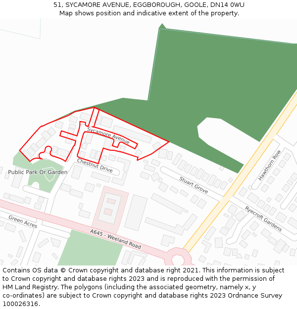 51, SYCAMORE AVENUE, EGGBOROUGH, GOOLE, DN14 0WU: Location map and indicative extent of plot