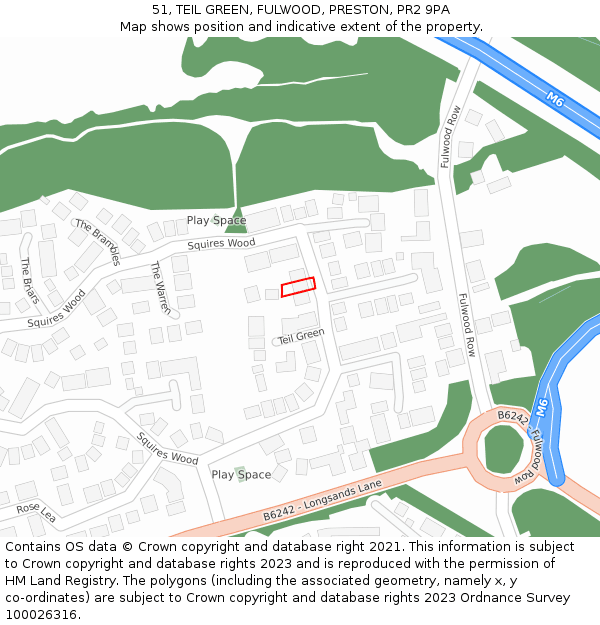 51, TEIL GREEN, FULWOOD, PRESTON, PR2 9PA: Location map and indicative extent of plot