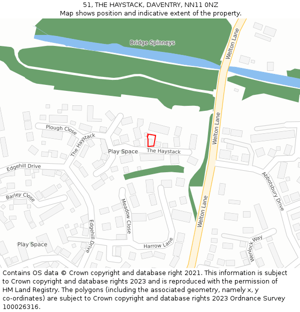 51, THE HAYSTACK, DAVENTRY, NN11 0NZ: Location map and indicative extent of plot