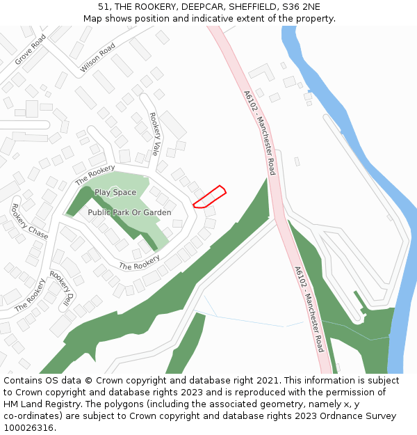 51, THE ROOKERY, DEEPCAR, SHEFFIELD, S36 2NE: Location map and indicative extent of plot