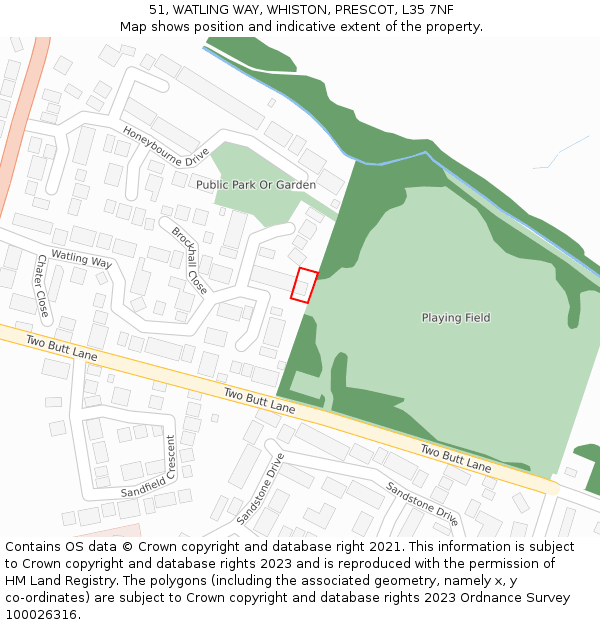 51, WATLING WAY, WHISTON, PRESCOT, L35 7NF: Location map and indicative extent of plot