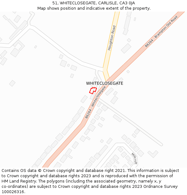 51, WHITECLOSEGATE, CARLISLE, CA3 0JA: Location map and indicative extent of plot