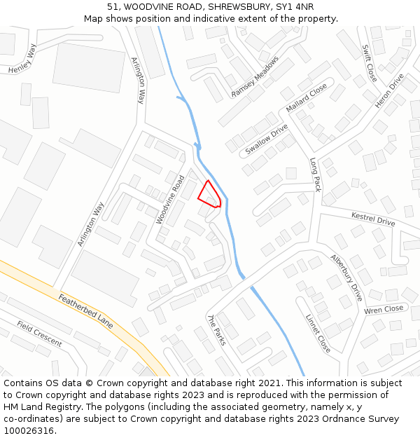 51, WOODVINE ROAD, SHREWSBURY, SY1 4NR: Location map and indicative extent of plot