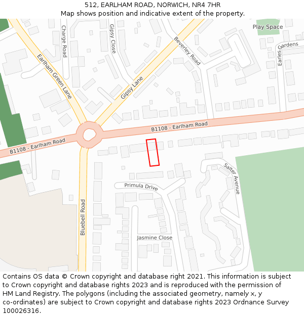 512, EARLHAM ROAD, NORWICH, NR4 7HR: Location map and indicative extent of plot