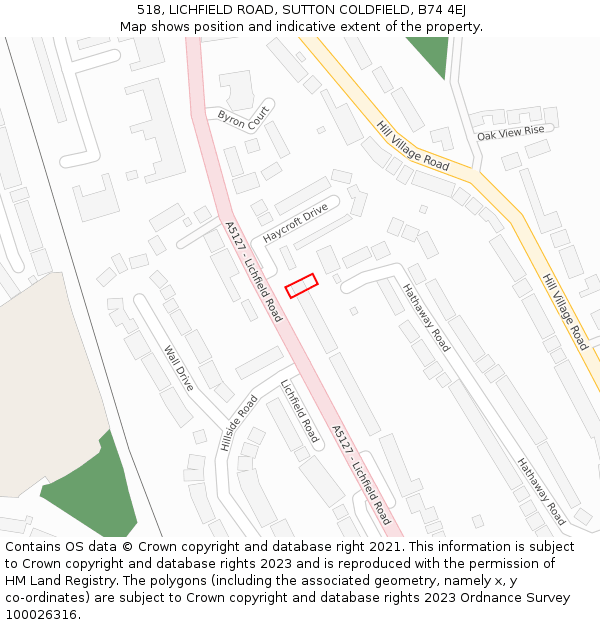 518, LICHFIELD ROAD, SUTTON COLDFIELD, B74 4EJ: Location map and indicative extent of plot