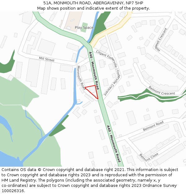 51A, MONMOUTH ROAD, ABERGAVENNY, NP7 5HP: Location map and indicative extent of plot