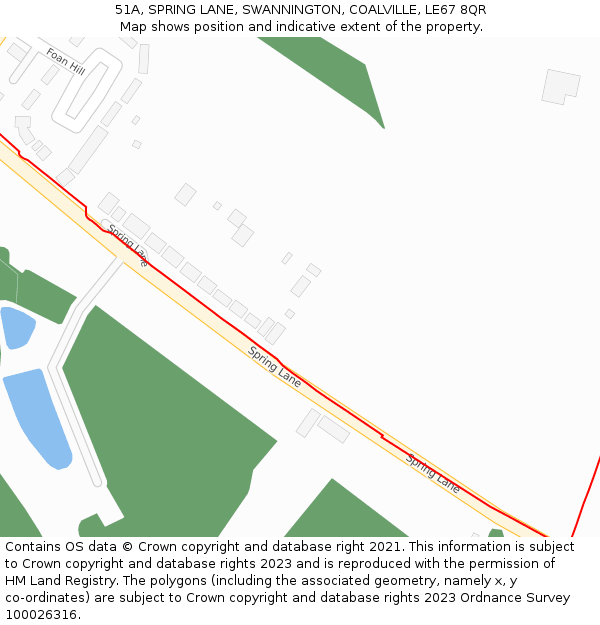 51A, SPRING LANE, SWANNINGTON, COALVILLE, LE67 8QR: Location map and indicative extent of plot