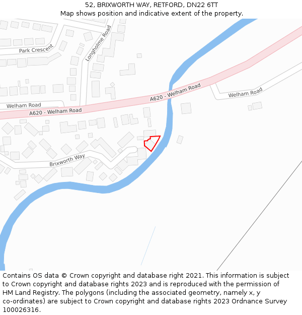 52, BRIXWORTH WAY, RETFORD, DN22 6TT: Location map and indicative extent of plot