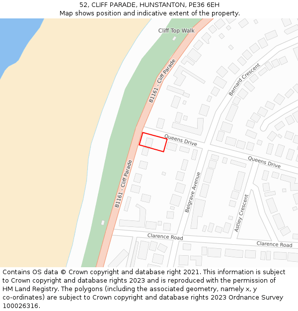 52, CLIFF PARADE, HUNSTANTON, PE36 6EH: Location map and indicative extent of plot