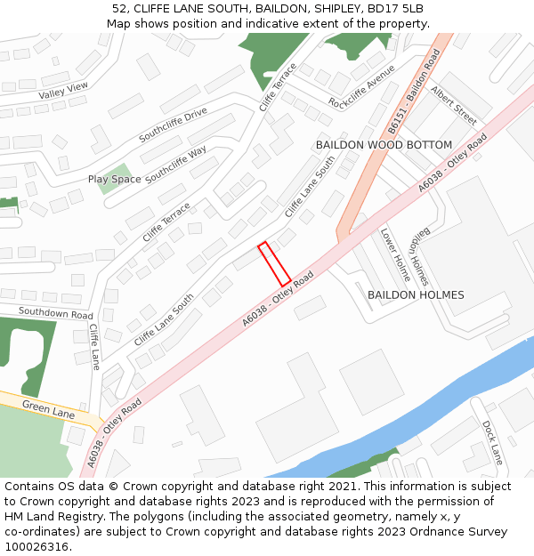 52, CLIFFE LANE SOUTH, BAILDON, SHIPLEY, BD17 5LB: Location map and indicative extent of plot